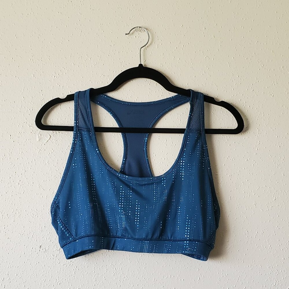 EUC L Asics Light Support Sports Bra Blue